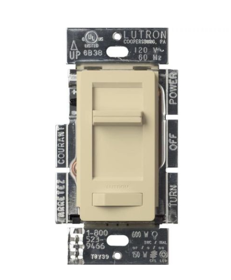 Lutron LECL-153PH-IV Lumea 1-Pole 3-Way LED Slide Dimmer Switch, 150W LED/CFL, Ivory