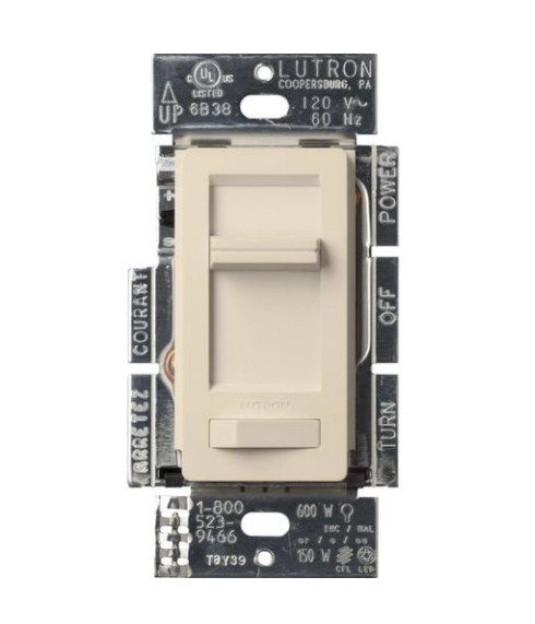 Lutron LECL-153PH-LA Lumea 1-Pole 3-Way LED Slide Dimmer Switch, 150W LED/CFL, Light Almond