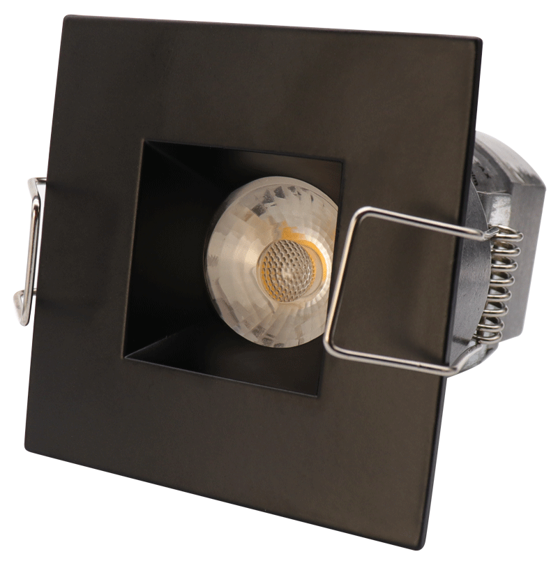 Lotus LED Lights LED-1-S6W-30K-T1-12WD-S-BK 2" Mini Square LED Recessed Wide Trim Downlight, CCT 3000K, 24V, Black Finish