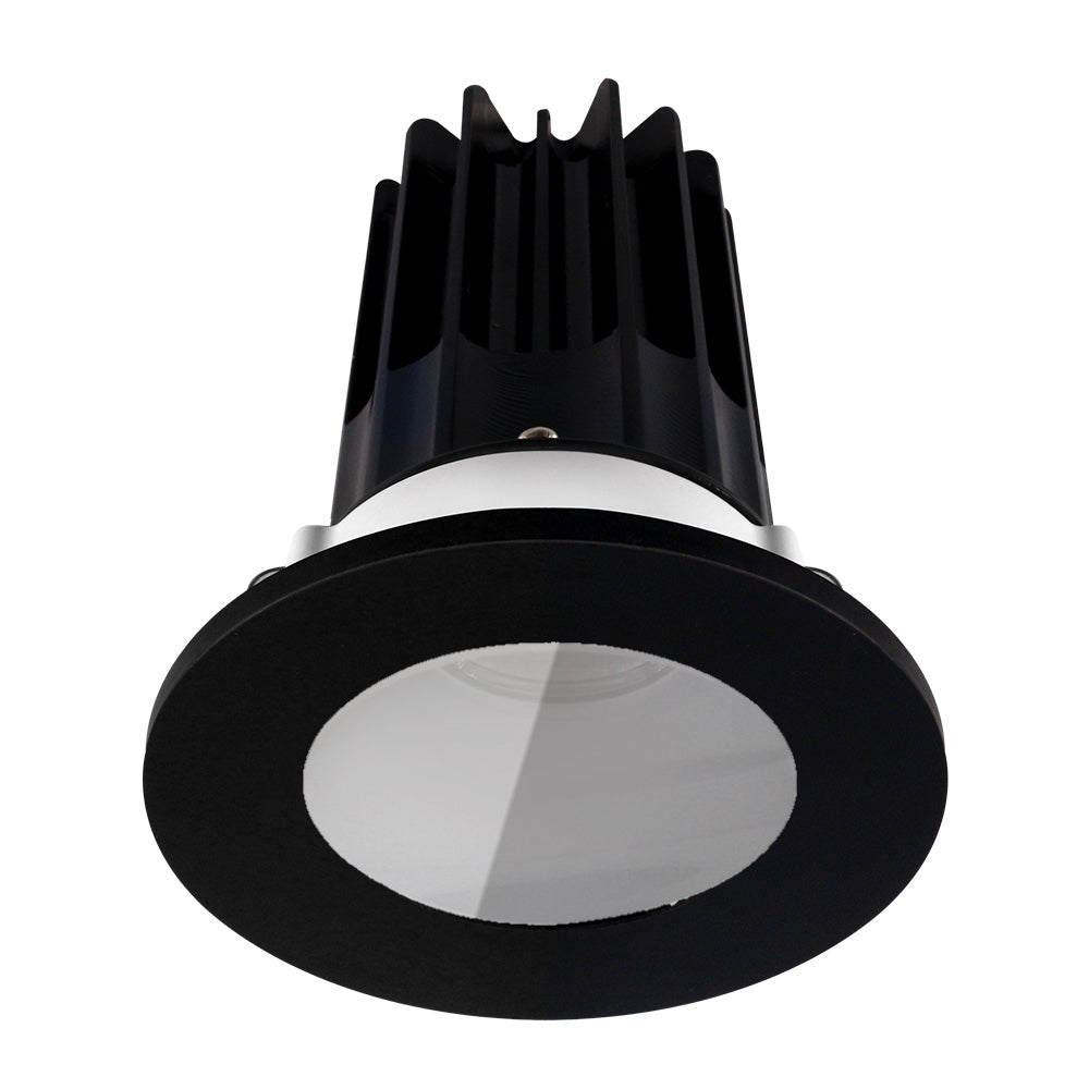 Lotus LED Lights LED-2-S15W-30K-2RRAK-2RST-BK 2" High Output Round Recessed LED Designer Series Downlight  – 15W – 3000K – 1000 lm – 38° Beam Angle – 90+ CRI – Alzak Reflector – Black Shower Trim