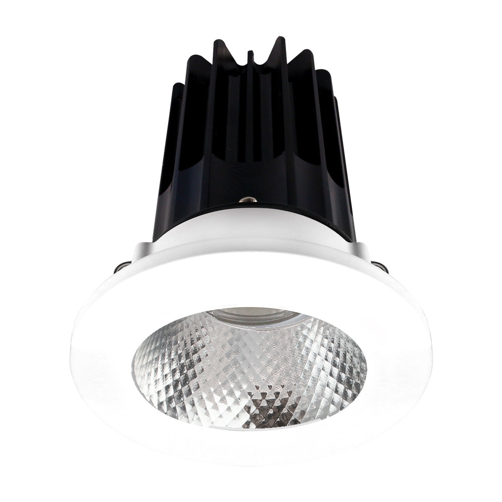 Lotus LED Lights LED-2-S15W-27K-2RRDM-2RTWH 2" Round High Output Designer Series LED Recessed Downlight - 15W - 120V - 980 Lumens - 2700K CCT - 38° Beam Angle With Diamond Reflector - White Trim