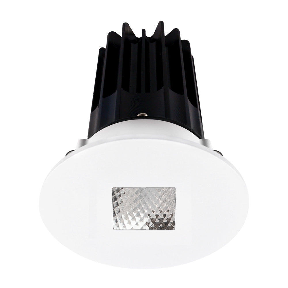 Lotus LED Lights LED-2-S15W-3018K-2RRDM-2RSH-60D 2" High Output Round Recessed LED Designer Series Downlight  – 15W – Dim to Warm 30-18K  – 800 lm – 60° Beam Angle – 90+ CRI – Diamond Reflector – White Square Hole Trim
