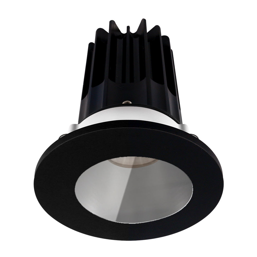 Lotus LED Lights LED-2-S15W-27K-2RRCH-2RST-BK 2" High Output Round Recessed LED Designer Series Downlight  – 15W – 2700K – 980 lm – 38° Beam Angle – 90+ CRI – Chrome Reflector – Black Shower Trim