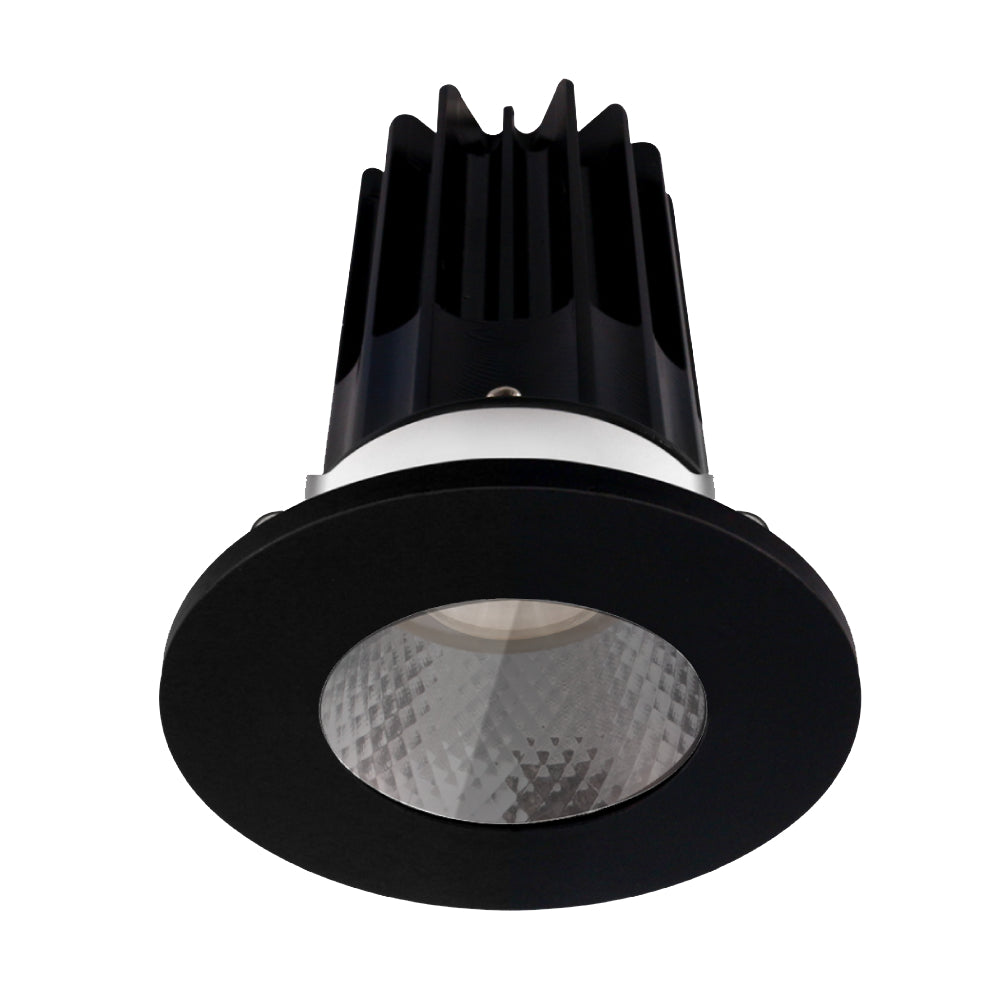 Lotus LED Lights LED-2-S15W-3018K-2RRDM-2RST-BK-60D 2" High Output Round Recessed LED Designer Series Downlight  – 15W – Dim to Warm 30-18K– 800 lm – 60° Beam Angle – 90+ CRI – Diamond Reflector – Black Shower Trim