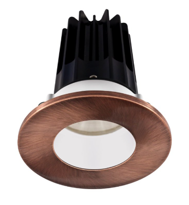 Lotus LED Lights LED-2-S15W-30K-2RRWH-2RTCP-24 2" Led Recessed Downlight - High Output - 15w - 3000k - 1,000 Lumens - White Reflector - Round Copper Trim - 24° - 120v