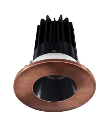 Lotus LED Lights LED-2-S15W-40K-2RRBK-2RTCP-60D 2 inch Recessed Downlight 15W LED 4000K 1020 lm - 60° Beam Angle - Black Reflector - Round Copper Trim - Type IC Damp Air-Tight T24 CRI 90+