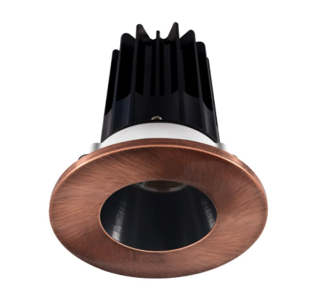 Lotus LED Lights LED-2-S8W2-27K-2RRBK-2RTCP-60D 2" LED Recessed Downlight - 8W - 2700K - 580 Lumens - Black Reflector - Round Copper Trim - 120V - 60° Beam Angle