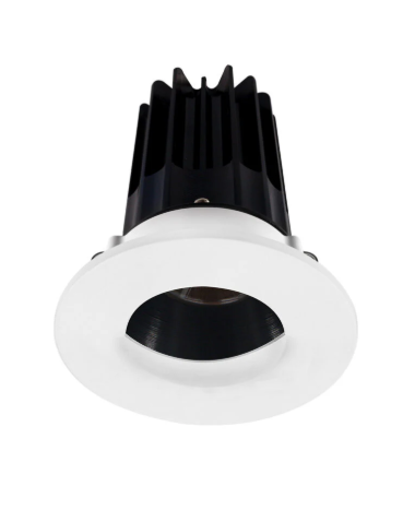 Lotus LED Lights LED-2-S8W2-3018K-2RRBK-2RWW-60D 2 inch Recessed Downlight 8W LED Dim to Warm 3000-1800K 600 lm - 60° Beam Angle - Black Reflector - Round Wall Wash Trim - Type IC Damp Air-Tight T24 CRI 90+