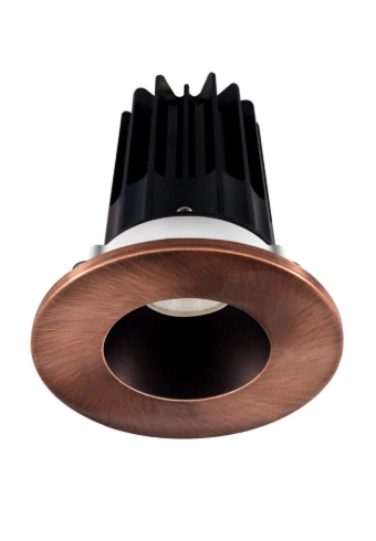 Lotus LED Lights LED-2-S8W2-3018K-2RRBZ-2RTCP 2 inch Recessed Downlight 8W LED Dim to Warm 3000-1800K 600 lm - 38° Beam Angle - Bronze Reflector - Round Copper Trim - Type IC Damp Air-Tight T24 CRI 90+