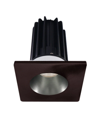 Lotus LED Lights LED-2-S8W2-3018K-2RRCH-2STBZ-24D 2 inch Recessed Downlight 8W LED Dim to Warm 3000-1800K 600 lm - 24° Beam Angle - Chrome Reflector - Square Bronze Trim - Type IC Damp Air-Tight T24 CRI 90+