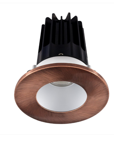 Lotus LED Lights LED-2-S8W2-30K-2RRAK-2RTCP 2" Led Recessed Downlight - 8w - 3000k - 600 Lumens - Silver Reflector - Round Copper Trim - 120v