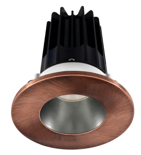 Lotus LED Lights LED-2-S8W2-30K-2RRCH-2RTCP-60D 2 inch Recessed Downlight LED, Wattage 8W, Color Temperature 3000K, Lumens 600 lm, 60° Beam Angle, Chrome Reflector, Round Copper Trim