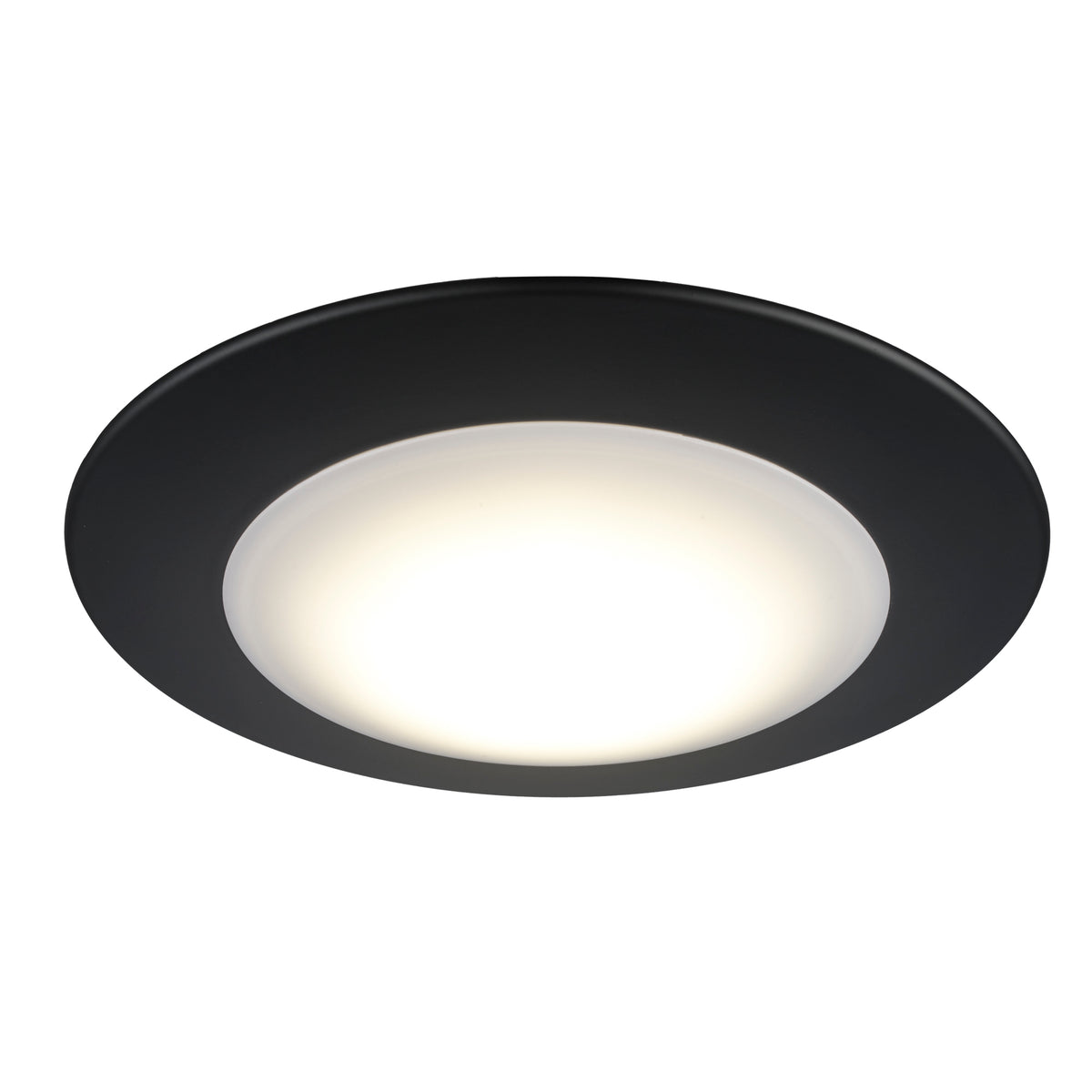 Trans Globe Lighting LED-30099 BK black LED slim disk flush mount light angled view