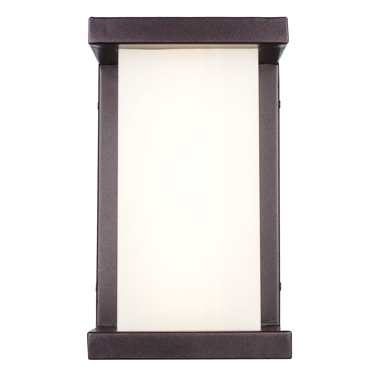 Trans Globe Lighting LED-51490 BZ Fairbank bronze outdoor wall light front view illuminated