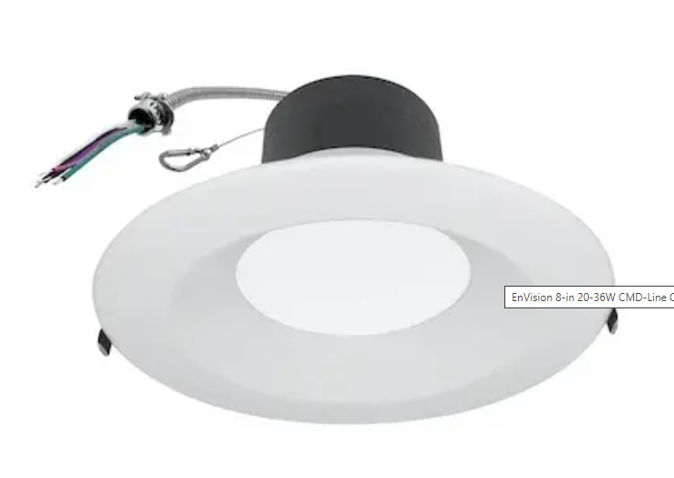 EnvisionLED LED-CMD-8-3M36-5CCT-CUNV 8-in 20-36W CMD-Line Commercial Downlight, 120-277V, 5 CCT Select, WH