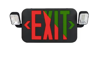 EnvisionLED LED-EM-EXT-RG-BL-CMB Emergency Exit Sign Combo with Bug Eye, Wattage 4W, Voltage 120/277V, CCT Green, Black Finish