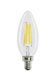 EnvisionLED LED-FLM-E12T-6W-41K 6W LED Candelabra Filament Bulb, Torpedo, E12, 600 lm, 120V, 4100K