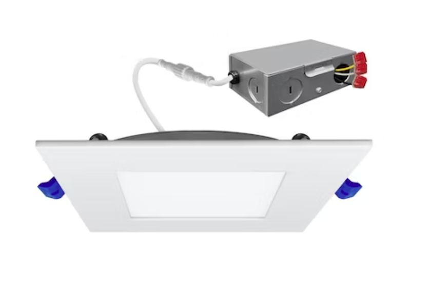 EnvisionLED LED-SL-PNL-4SQ-11W-5CCT-0/10V 4" External J-Box Square Downlight: Slim-Line, 11W, 750lm, 120-277V
