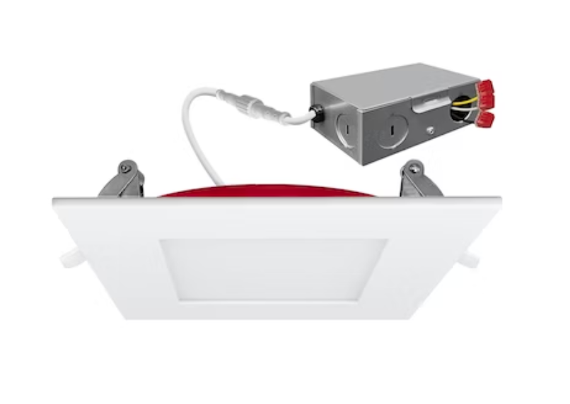 EnvisionLED LED-SL-PNL-6SQ-15W-5CCT-FR-WH 6" External J-Box Square Downlight: Slim-Line Fire Rated 15W , 1050lm, 120V