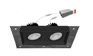 EnvisionLED LED-SQM2-TML-4-30W-5CCT-BLK-20 4-in 30W Double Head Downlights, 120V, Selectable CCT, Trimless, Black Finish