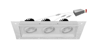 EnvisionLED LED-SQM3-TML-4-45W-5CCT-WH-20 4-in 45W Triple Head Downlights, 120V, Selectable CCT, Trimless, White Finish