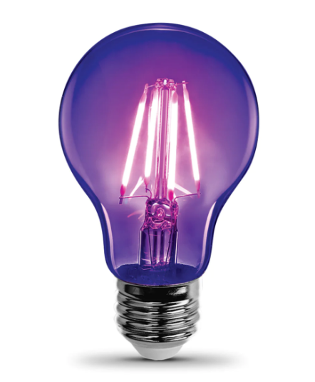 Feit Electric A19/BLB/LED A19 E26 Base Adjustable Blacklight Led Light Bulb, Wattage 7W, Voltage 120V, Blue Finish