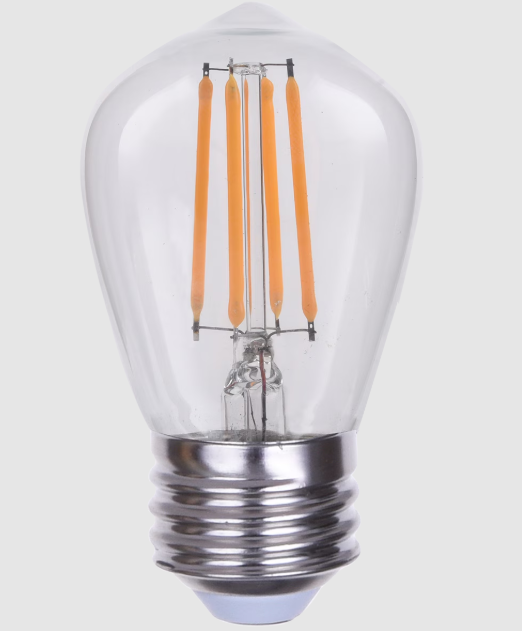 Eiko LED4WS14/FIL/827-DIM-G7 LED Advantage Filament S14 320°, Wattage 4W, Lumens 300 lm, Dimmable, Color Temperature 2700K, 80CRI, E26, 120VAC Clear