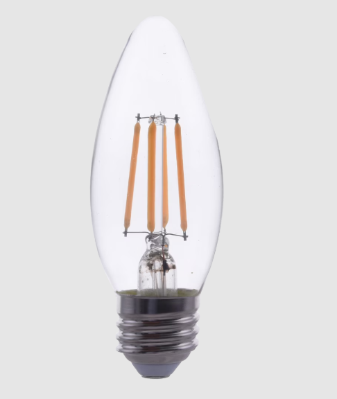 Eiko LED5WB11E26/FIL/827-DIM-G7 LED Advantage Filament B11 320°, Wattage 5W, Lumens 500 lm, Dimmable, Color Temperature 2700K, 80CRI, E26, 120VAC Clear
