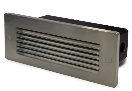 NORA Lighting NSW-841/SCBN Brick Die-Cast LED Step Light w/ Horizontal Louver Face Plate, Multi-Color Temperature, Brushed Nickel Finish