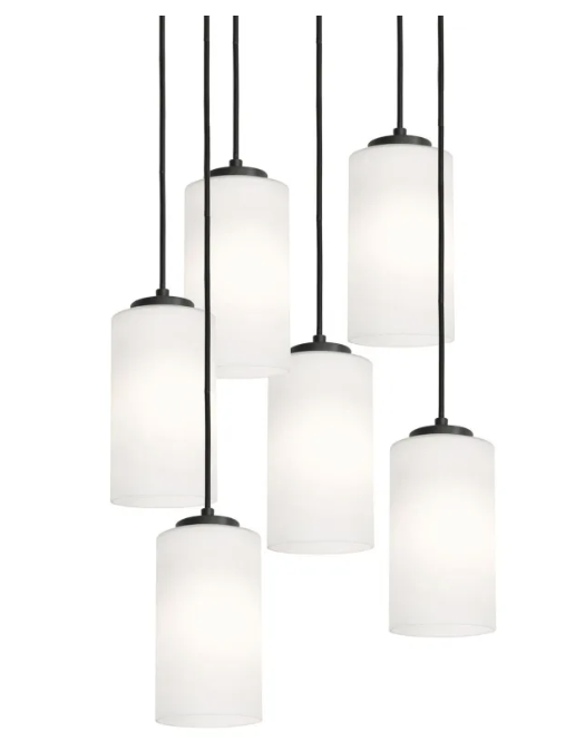 AFX Lighting LEOP04MBBKRND6 Leo 6 Light 24" Wide Multi Light Pendant Black Finish