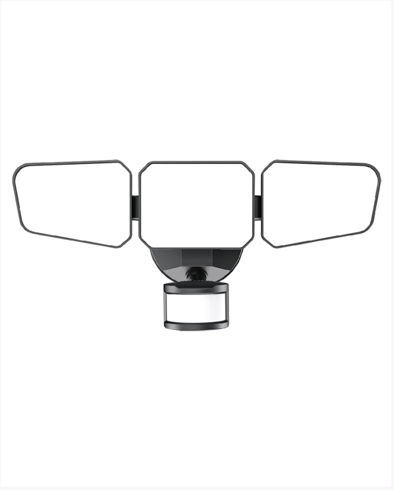 Cyber Tech Lighting LF20MH3-BL/CCT Contemporary Black LED Triple Flat Panel 180 Degree Motion Security Light