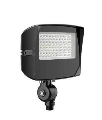 Westgate LF4MAX-SM-15-35W-MCTPB-KN-P-BK Small Maximum-Feature Round-Back Flood Light with Knuckle, Voltage 120-277V, Selectable Wattage, Lumens 140 LM/W, Color Temperature 30K/40K/50K