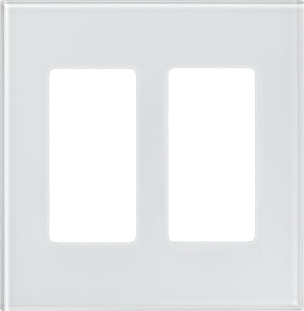 Lutron LFGR-2-CWH Glass 2 Gang Faceplate Clear White Claro Wall Plate