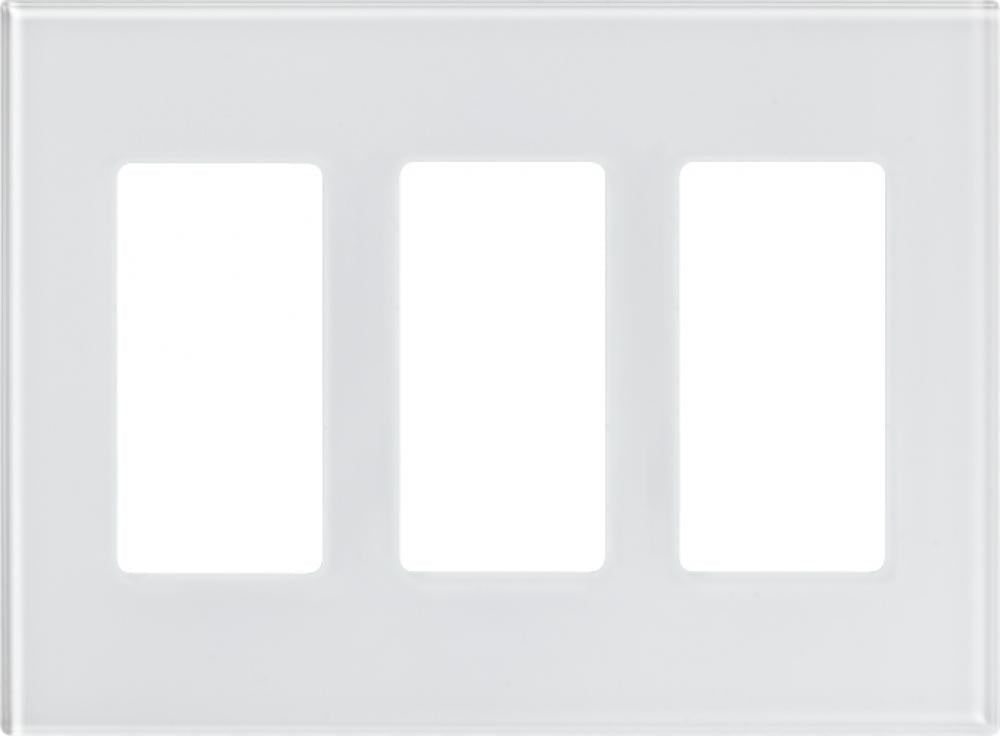 Lutron LFGR-3-CWH Glass 3 Gang Faceplate Clear White Claro Wall Plate