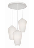 AFX Lighting LOLP11WHRND3 Lola 3 Light 24 Inch Multi-Port Round Pendant In White With Soft Hand-Blown Ribbed Glass Diffuser