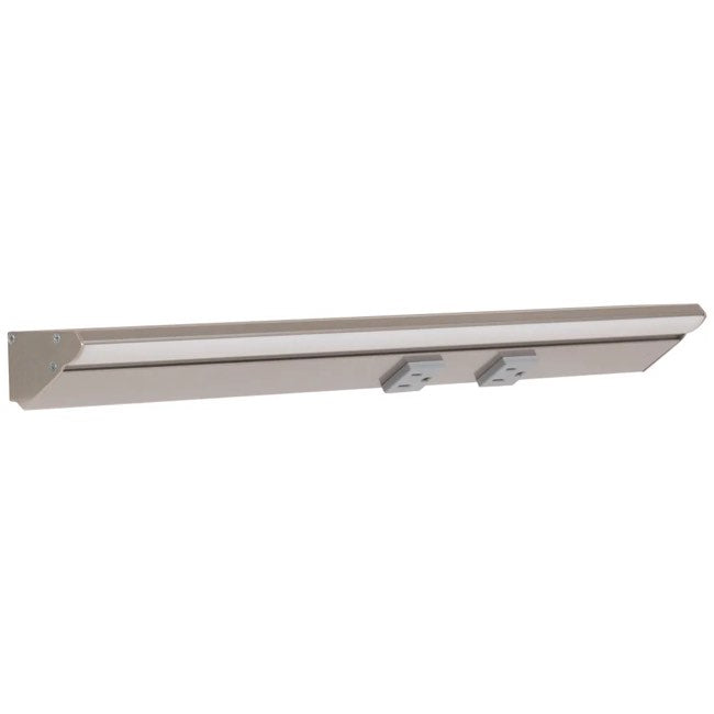Task Lighting LP18HR9NDGSN50 18.5" 9W Lighted Power Strip - 2 Receptacles - Color Temperature 5000K - Lumens 900 lm - Voltage 12V - Satin Nickel Finish
