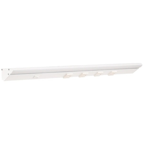 Task Lighting LP24QD8NDWWT27 24.5" Lighted Power Strip w/ Switch - 4 White Single Receptacles - Color Temperature 2700K - Lumens 800 - Voltage 120V - White Finish