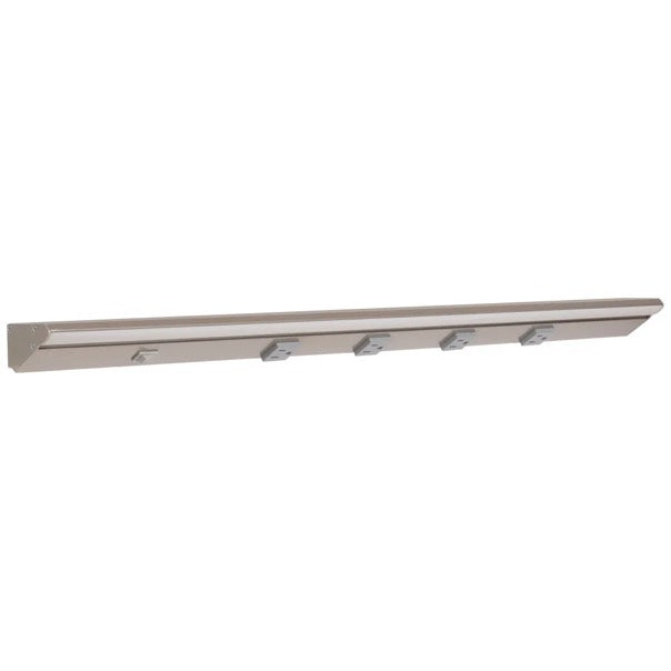 Task Lighting LP30QD10NDGSN50 30.5" Lighted Power Strip w/ Switch - 4 Gray Single Receptacles - Color Temperature 5000K - Lumens 1000 - Voltage 120V - Satin Nickel Finish