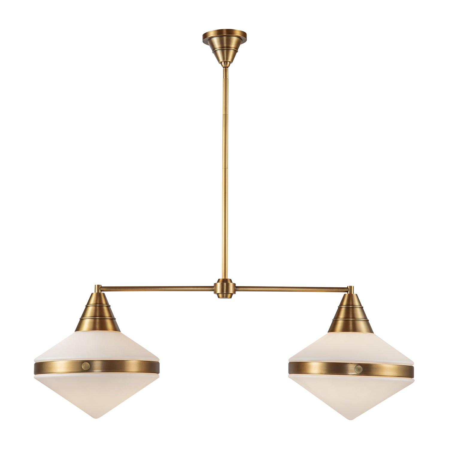Alora Lighting LP348241VBOP Willard 2 Light 40.63 inch Vintage Brass Linear Pendant Ceiling Light in Opal Glass