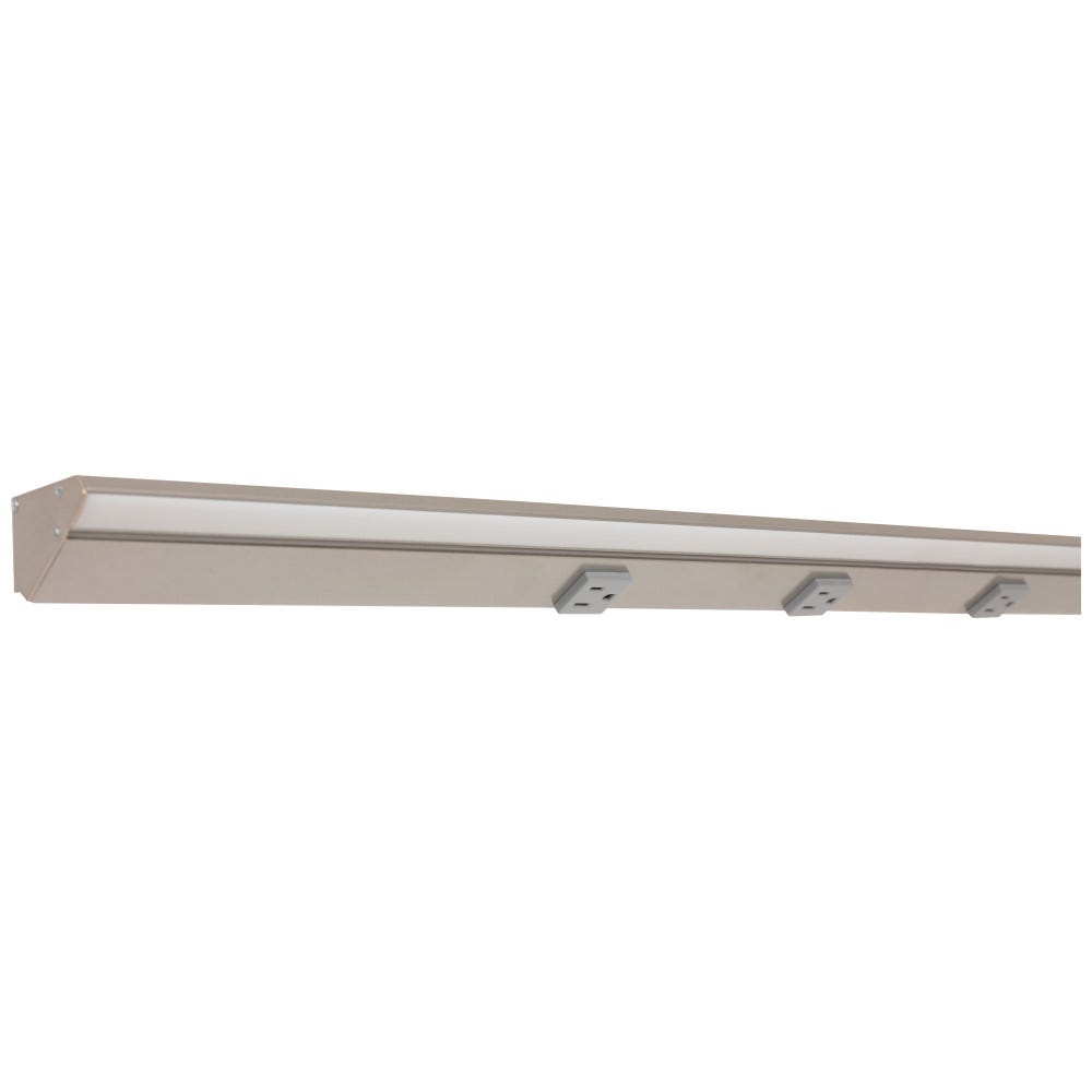 Task Lighting LP42HR21NDGSN27 42-1/2" 600 Lumen/Ft. Higher Output LED Power Strip, 2100 Lumens/Fixture, Daylight White 5000K, Satin Nickel Finish, Grey Receptacles