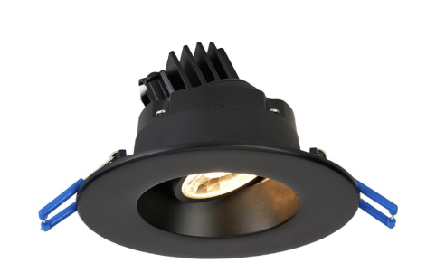 Lotus LED Lights LRG3-40K-BK-15D 3" Round Regressed Gimbal Led Downlight - 7.5w - 15° Beam Angle - 4000k - 620 Lumens - 120v - Black Finish