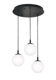 AFX Lighting LRTP07MBBKRND3 Loretto 3 Light 18 Inch Multi-Port Round Pendant In Black With White Glass Diffuser