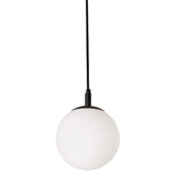 AFX Lighting LRTP07MBBK Loretto 1 Light 7 Inch Pendant In Black With White Glass Diffuser