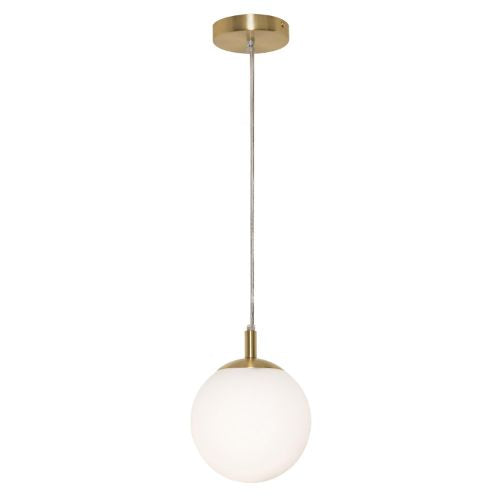 AFX Lighting LRTP07MBSB Loretto 1 Light 7 Inch Pendant In Satin Brass With White Glass Diffuser