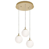 AFX Lighting LRTP07MBSBRND3 Loretto 3 Light 18 Inch Multi-Port Round Pendant In Satin Brass With White Glass Diffuser