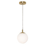 AFX Lighting LRTP07MBSB Loretto 1 Light 7 Inch Pendant In Satin Brass With White Glass Diffuser