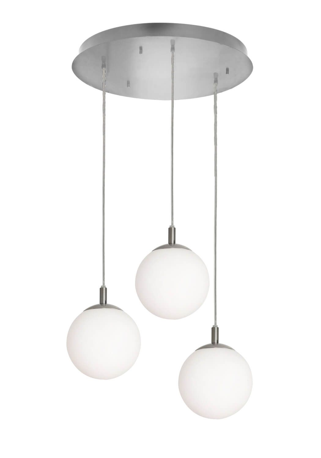 AFX Lighting LRTP07MBSNRND3 Loretto 3 Light 18 Inch Multi-Port Round Pendant In Satin Nickel With White Glass Diffuser