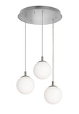 AFX Lighting LRTP07MBSNRND3 Loretto 3 Light 18 Inch Multi-Port Round Pendant In Satin Nickel With White Glass Diffuser