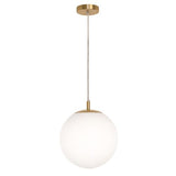 AFX Lighting LRTP11MBSB Loretto 1 Light 12 Inch Pendant In Satin Brass With White Glass Diffuser