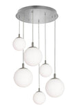 AFX Lighting LRTP99MBSNRND6 Loretto 6 Light 27 Inch Multi-Port Round Pendant In Satin Nickel With White Glass Diffuser